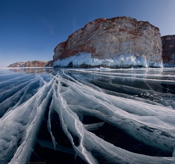 Frozen Lake Baikal in Russia