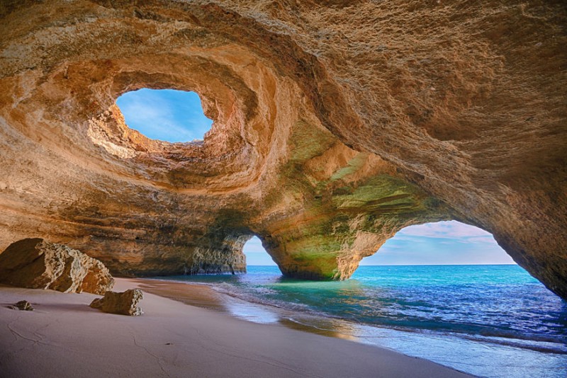 Unique beaches in the world, Cave beach in Algarve in Portugal