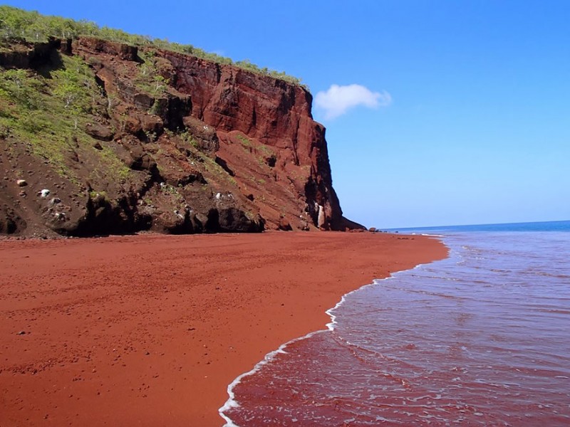 Unique and unusual beaches in the world. Red Sand Beach in Galapagos