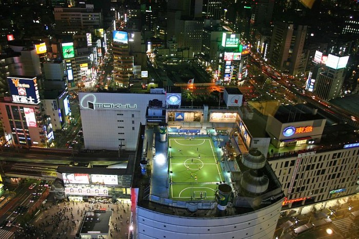 Rooftop football pitch in Tokyo is one of the most unusual sports venues in the world.