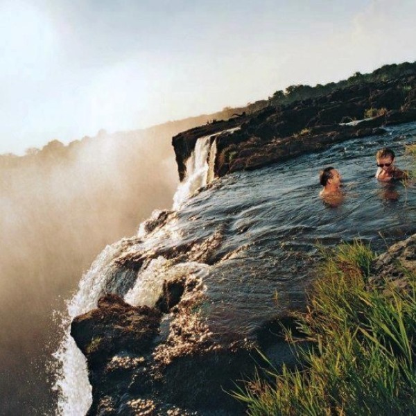 Victoria falls devil's pool, Zambezi River , during African dry season 