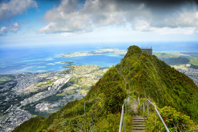 One of the most popular hiking trails in the world is Haiku stairs in Hawaii.