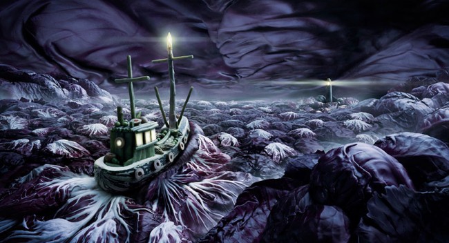 Cabbage Sea is one of the most incredible landscapes made of food by Carl Warner.