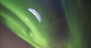 Breathtaking paragliding through Aurora Borealis in Norway by Horacio Llorens.