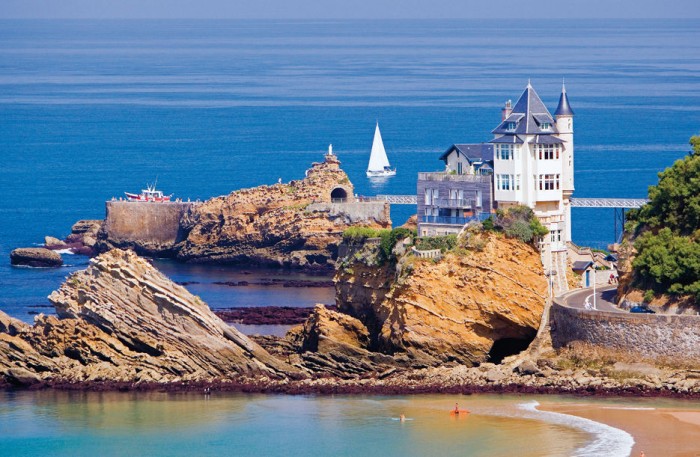 One of the 7 amazing surfing spots for beginners is in Biarritz in France.