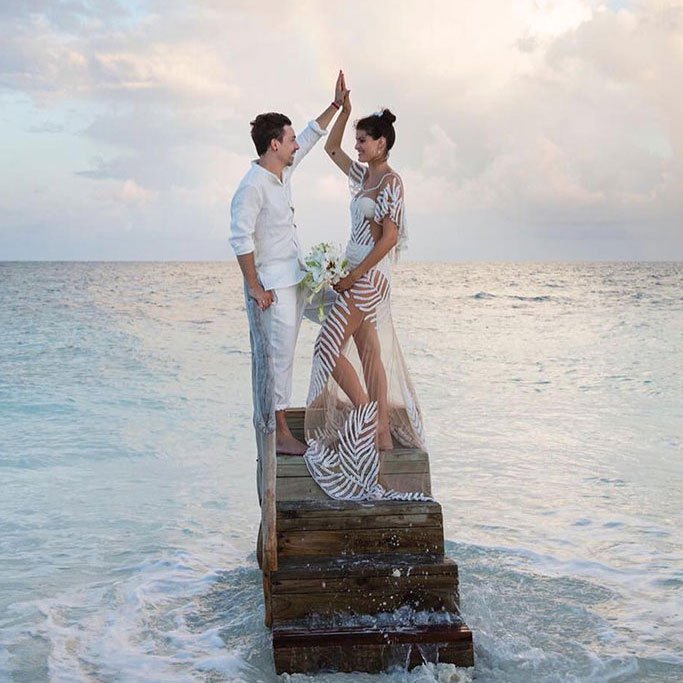 Isabeli Fontana in a bikini wedding dress looks absolutely stunning.